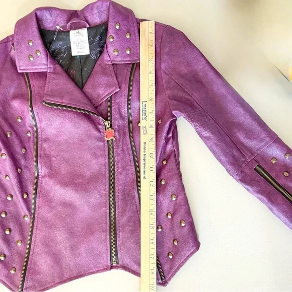 Disney Store NWOT Descendants 2 Mal CosPlay Faux Leather Studded Purple Jacket - Picture 6 of 11